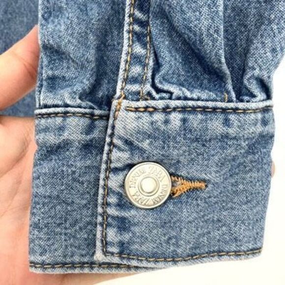 Zara Womens Medium Wash Blue Puff Sleeves Button Front Denim Romper XS - Picture 5 of 11